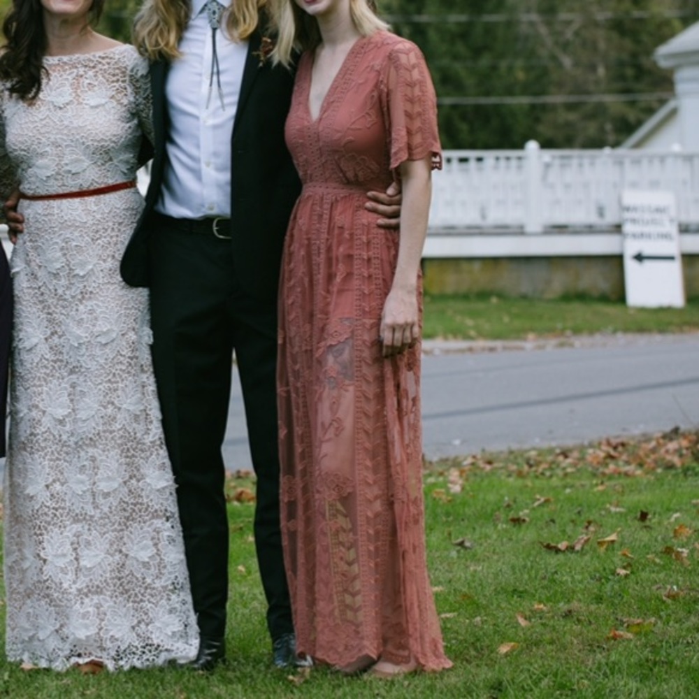 Pretty lace mauve maxi dress